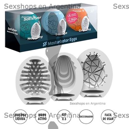 Kit de 3 huevos masturbadores de suave textura